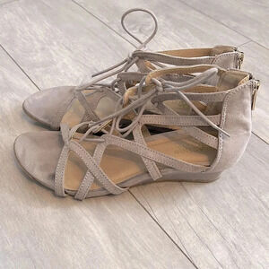KENNETH COLE Suede Lace-Up Wedge Sandal, Size 7.5